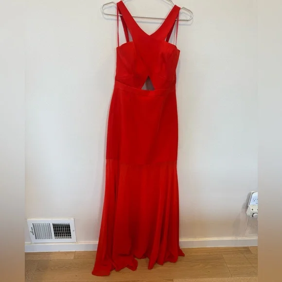 SOLD: BCBG MAXAZRIA Red Ria Criss-Cross Front Gown Dress Womens 6 EUC - Picture 4 of 9